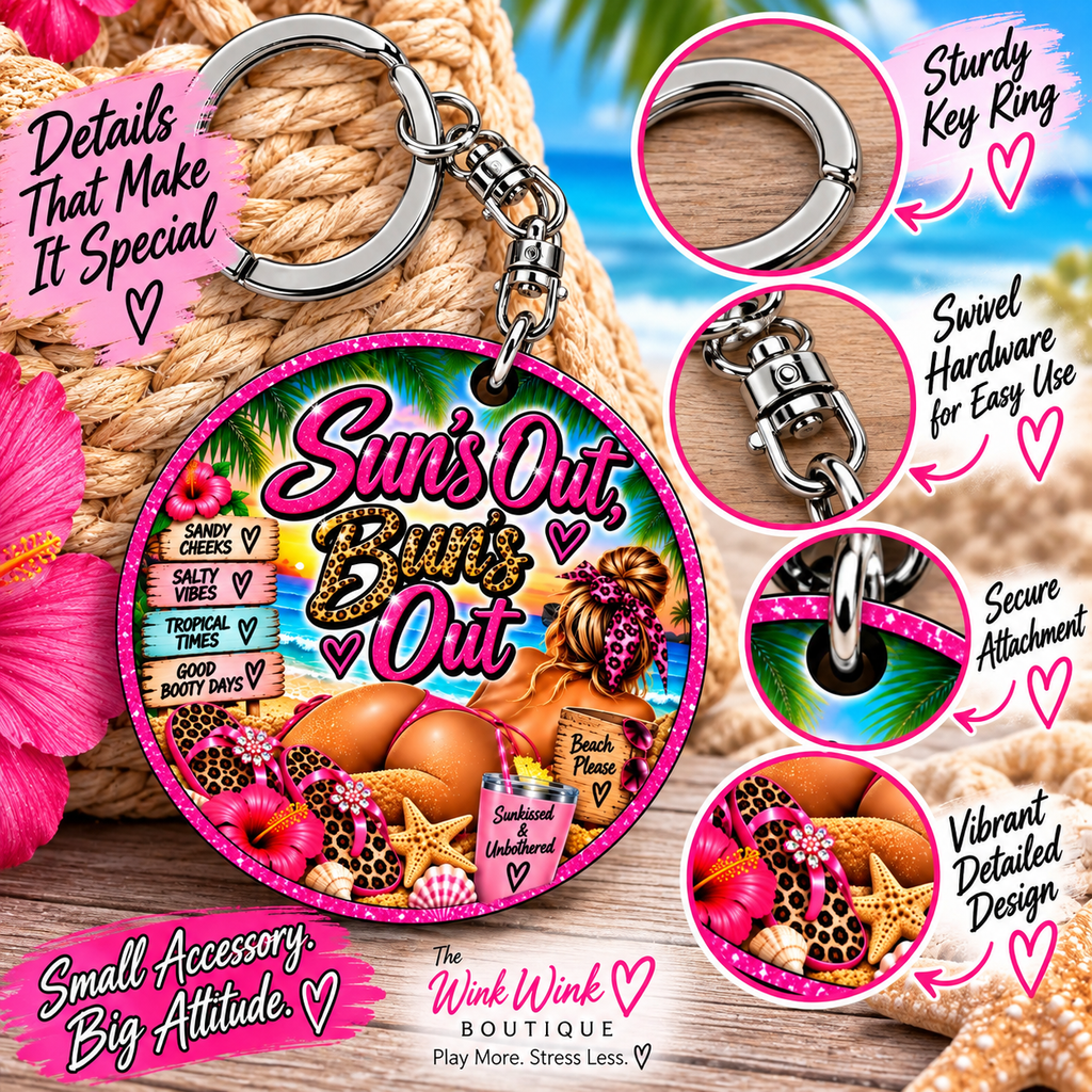 ☀️ Sun’s Out, Buns Out Beach Keychain 💕🍑