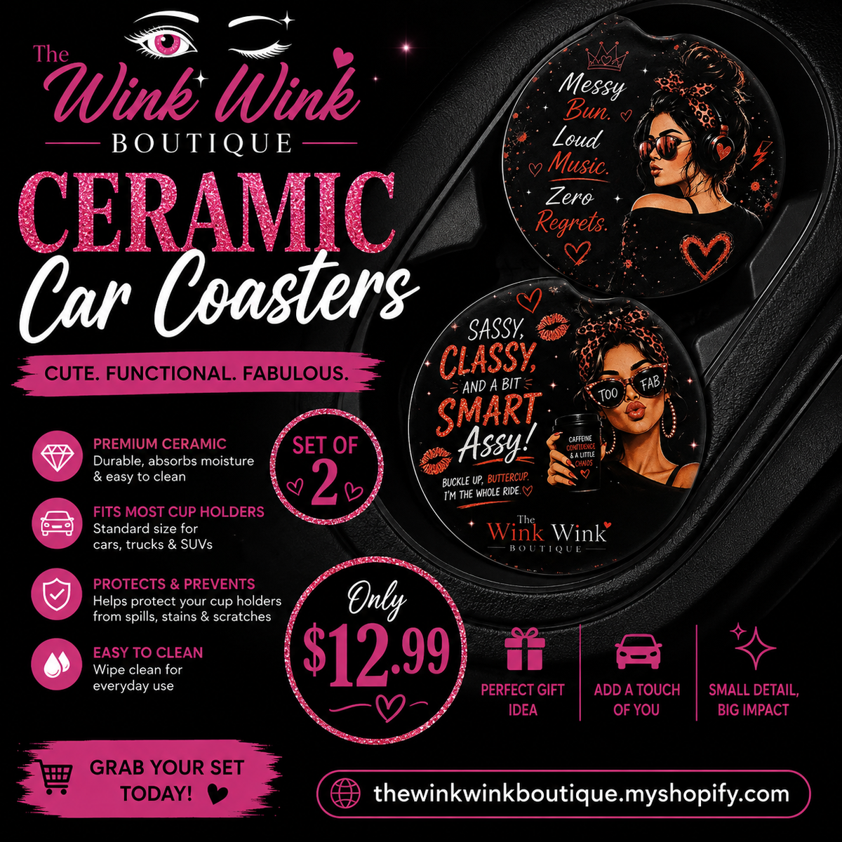 Ceramic car coasters