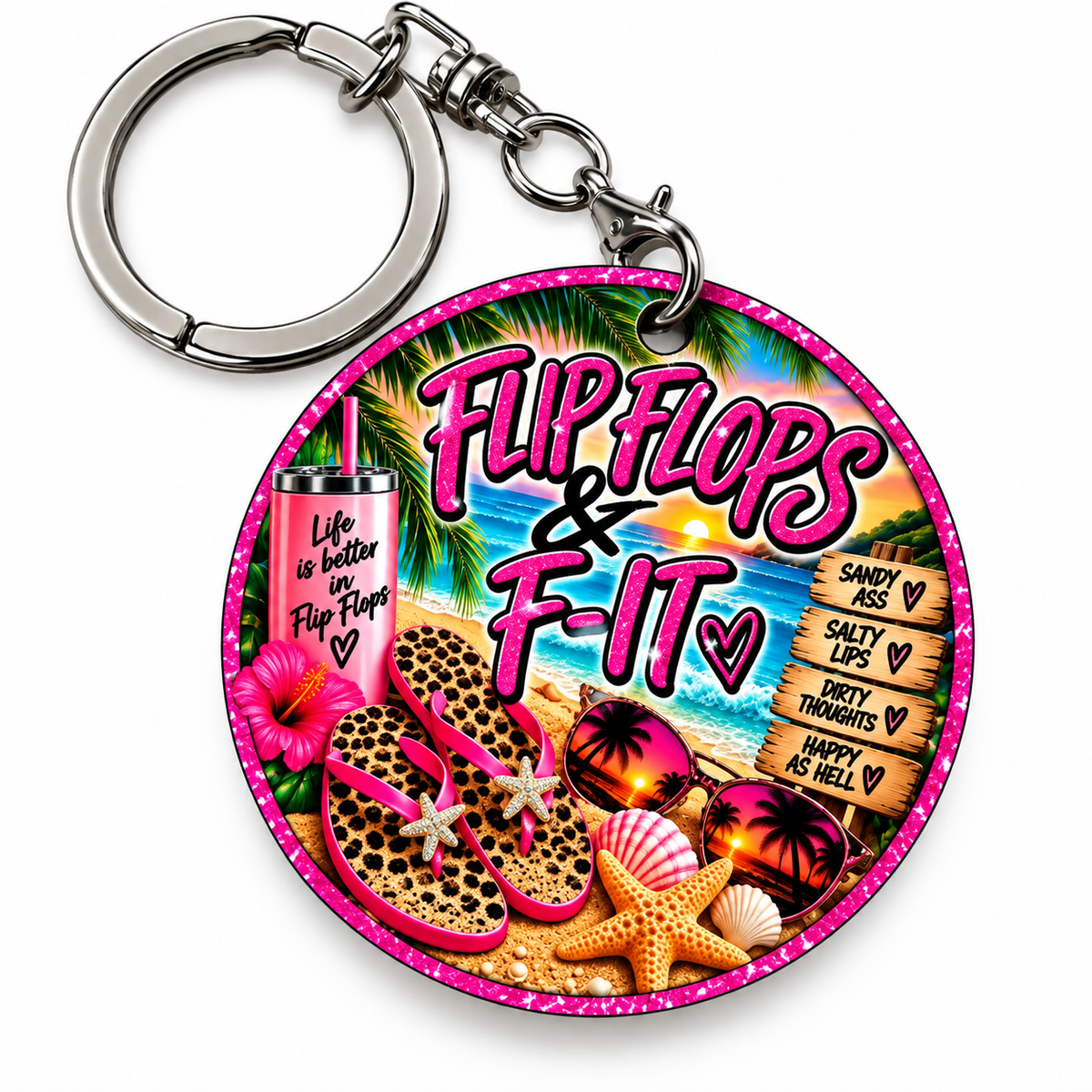🩴 Flip Flops & F-IT Beach Keychain