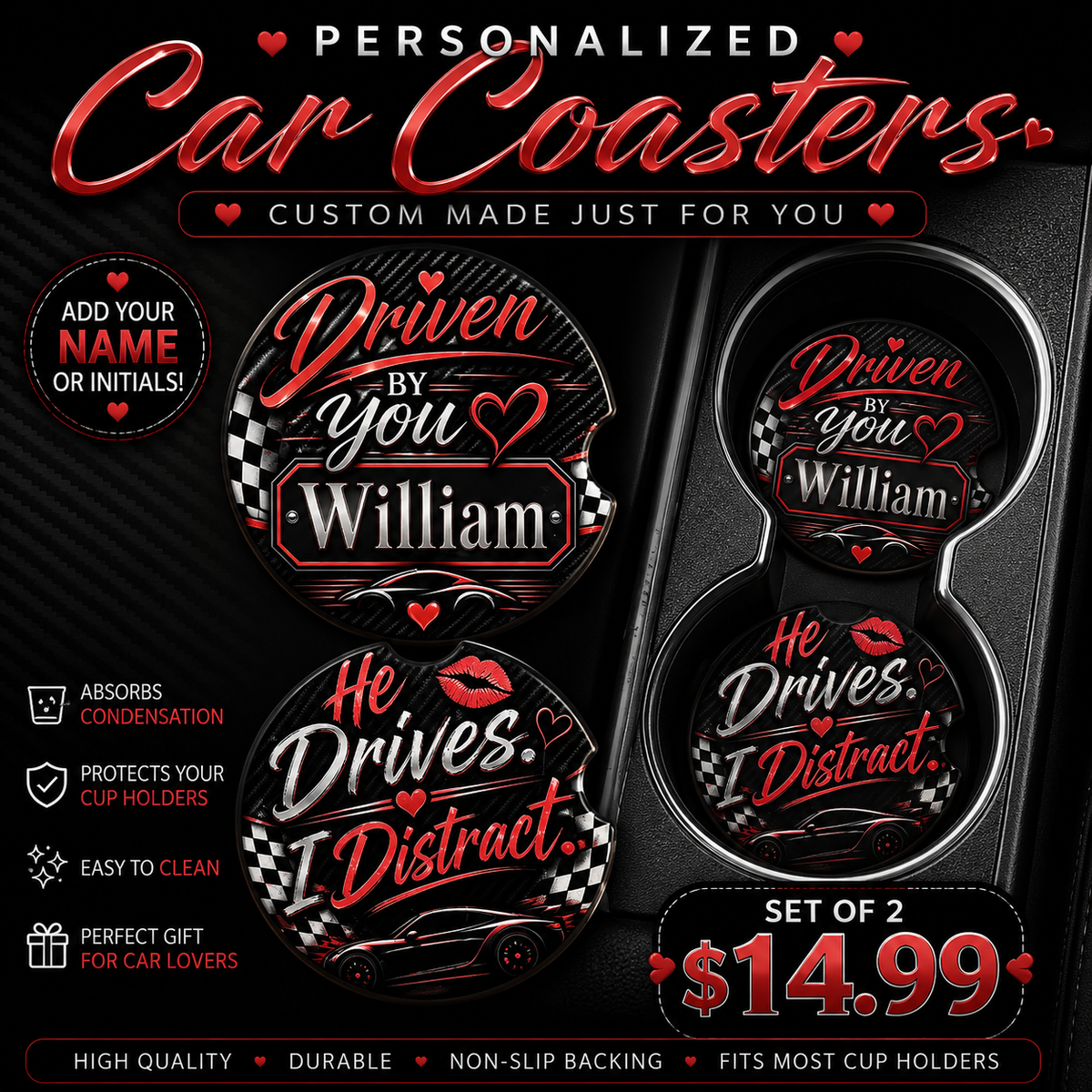 Personalized Car Coasters