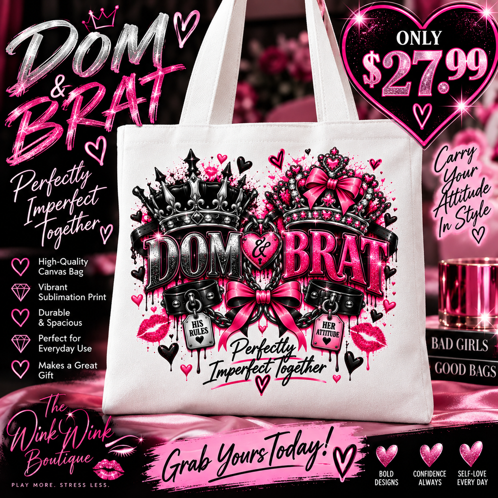 DOM & BRAT “Perfectly Imperfect Together” Canvas Tote Bag