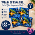 Mahi-Mahi Tropical Ceramic Coaster Set of 4