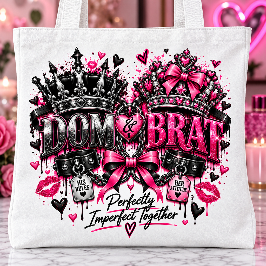 DOM & BRAT “Perfectly Imperfect Together” Canvas Tote Bag