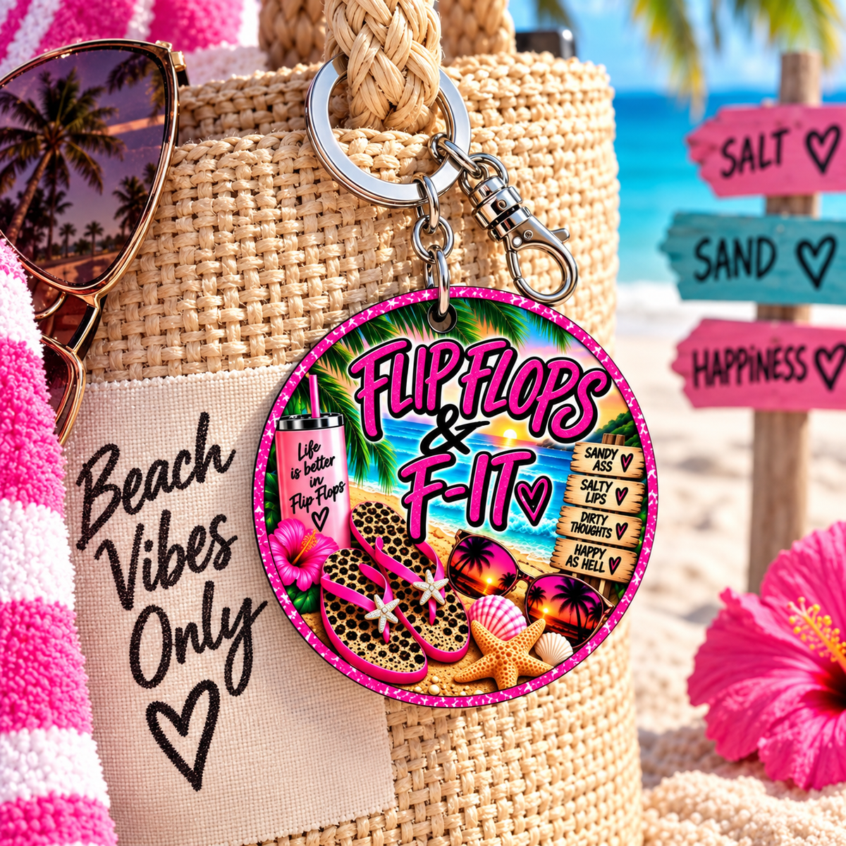 🩴 Flip Flops & F-IT Beach Keychain