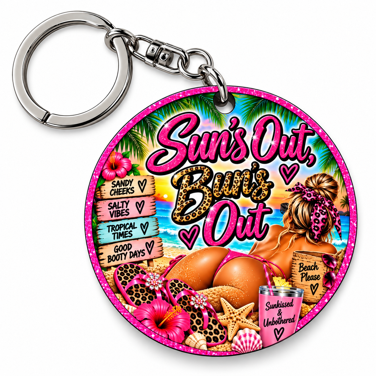 ☀️ Sun’s Out, Buns Out Beach Keychain 💕🍑