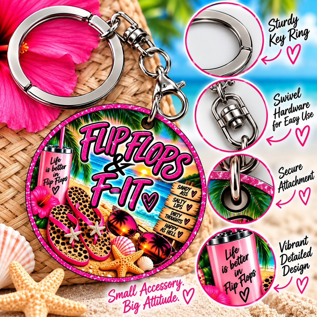 🩴 Flip Flops & F-IT Beach Keychain